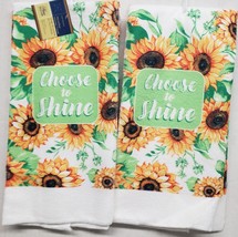 Set of 2 Same Microfiber Kitchen Towels (15&quot;x25&quot;) SUNFLOWERS,CHOOSE TO S... - £7.77 GBP
