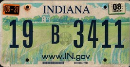 Vintage Indiana License Plate -  - Single Plate  2008 - $28.79