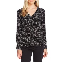 NWT Womens Size Large Vince Camuto Black White Ditsy Zone Long Sleeve Blouse Top - £22.70 GBP