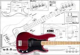 Plan of Fender Precision Bass 4 String - Full Scale Print - £34.39 GBP