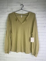 Free People Movement Vixen Split Neck Long Sleeve Soft T-Shirt Womens Size M - £18.95 GBP