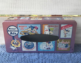 Vintage Disney Collector Mickey American Ads Metal Tissue Box Holder Cover Pink - £27.02 GBP