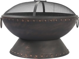 Harbourside Patio 26-Inch Fire Pits Steel Round Firepit Wood Burning Fire Bowl - £68.52 GBP