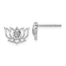 14k Gold Diamond Lotus Flower Earrings EM3809 - £290.69 GBP