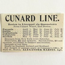 Cunard Line Cruise Ship Schedule 1894 Advertisement Victorian Steamship ... - $14.99