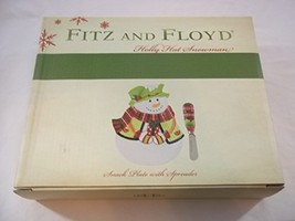 Fitz and Floyd Holly Hat Snowman Snack Plate &amp; Spreader - £31.30 GBP