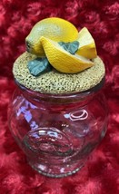 Vintage Embossed Glass Jar Lemons On Cork Lid Lemon Decor Figurine Uniqu... - £22.41 GBP