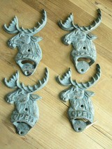 4 Cast Iron Moose Bottle Openers Open Cabin Decor Beer Bar Soda Wall Mount - £19.17 GBP