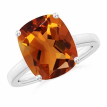 ANGARA 12x10mm Natural Citrine Solitaire Ring with Hidden Accents in Silver - £160.88 GBP+