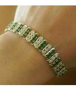 10 CT Round Cut Emerald Simulated Diamond Tennis Bracelet 14K Yellow Gol... - $295.48