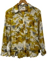 Anthropologie Holding Horses Shirt Yellow Ikat Button Up Roll Tab Sleeve... - £13.74 GBP