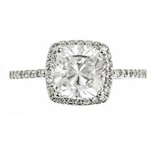 Solitaire Halo Engagement Ring 2.25 Ct Cushion Cut Simulated 14K Gold Plated - £53.55 GBP