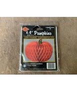 Vtg Beistle Honeycomb Halloween Pumpkins 4” Tissue Set of 4 1991 NOS USA - €27,47 EUR