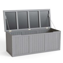 Outdoor Wood Deck Box: 112 Gal Storage, Seat, Table for Patio Tools - $3,821.00 MXN