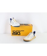 NOS Vintage 90s Asics Boys Size 4.5 Spell Out Outrage Sneakers Shoes Whi... - $49.45