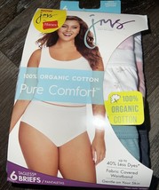 Just My Size ~ Women&#39;s Brief Underwear Panties 6-Pair Organic Cotton ~ 10 - £18.69 GBP