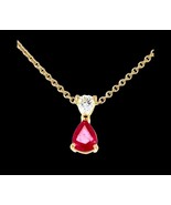 &quot;Pear-shaped Yellow Gold Pendant with Sparkling Rubies and Diamonds.&quot; - £1,283.67 GBP