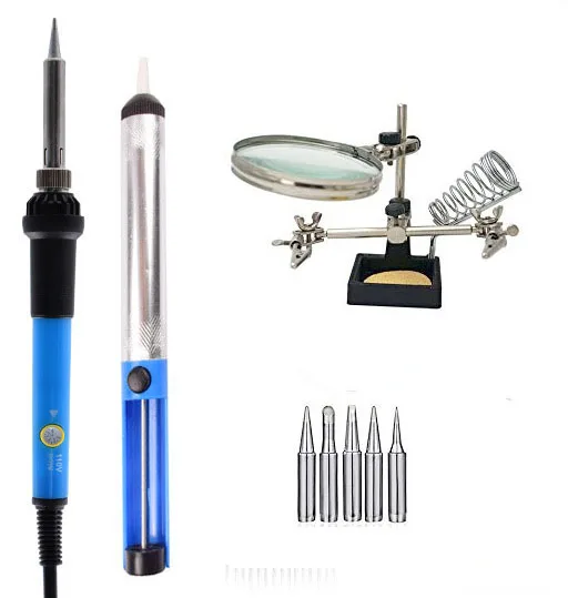 220V 60W Adjustable Temperature Electrical Soldering  Kit Solder Sucker  Tips So - £206.81 GBP