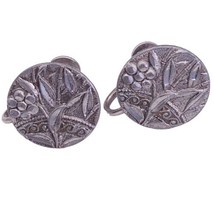 Vintage Sterling Silver Boho Floral Design Screw On Earrings - £20.20 GBP