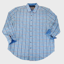 Robert Graham T-Shirt 3XL Bleu Plaid Bouton Manches Longues Clapet Bouto... - £24.73 GBP