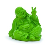 Peace Sign 41508 Happy Hotai Sitting Buddha Mini Figurine 3.3&quot; H Green R... - $23.76