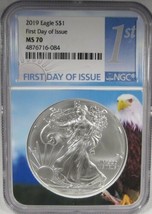 2019 Silver Eagle NGC MS70 First Day Issue - Eagle Core Coin AJ783 - $95.72