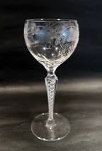 Victorian c1860 Etched Double Air Twist Wine Glass 7.5&quot; - £71.08 GBP