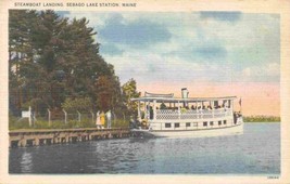 Steamer Steam Boat Landing Sebago Lake Station Maine 1930s postcard - £5.06 GBP