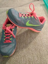Nike Dual Fusion Run 3 Womens Running Shoes Size 6.5 Gray Neon Orange - £19.56 GBP