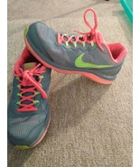 NIKE DUAL FUSION RUN 3 WOMENS RUNNING SHOES SIZE 6.5 GRAY NEON ORANGE - $468.81 MXN