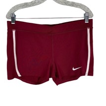 Nike Dri Fit Womens Tempo Running Boy Shorts L Maroon White Stripes 603642 New - £19.64 GBP