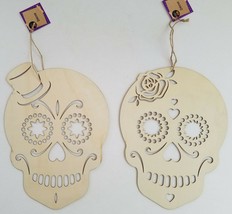 Halloween Day of the Dead Skull Sign Decorations 12”Hx9”W, Select: Rose or Hat - £2.78 GBP