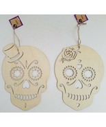Halloween Day of the Dead Skull Sign Decorations 12”Hx9”W, Select: Rose ... - £2.75 GBP