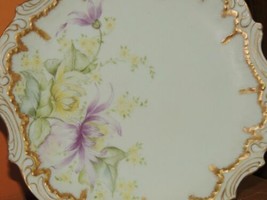 Antique Coiffe Limoges France 9&quot; Plate Hand Painted green star mark pre-1890 - £23.53 GBP