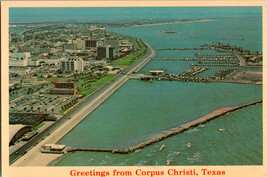 Vtg Postcard Greetings From Corpus Christi, Texas  Areal View Unused - £5.32 GBP