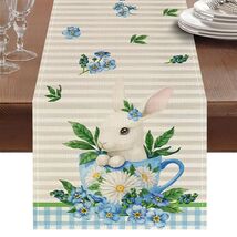 Hamiutci Easter Table Runner 13x72in Blue Bunny Floral Spring Decor - $11.79 Hamiutci Easter Table Runner 13x72in Blue Bunny Floral Spring Decor - $11.79