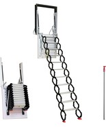 Wall Mounted Folding Ladder Black-White  Loft Attic Stairs Pull Down 11 ... - $1,055.08 CAD