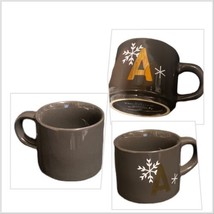 Threshold Mug Monogram A Letter Gold Initial Stoneware Coffee Tea Snowflake Cup - £9.49 GBP