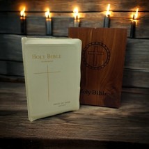 Vintage Holy Bible Illustrated Peace Of Mind Edition With Wooden Box Kee... - $27.15