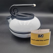 VTG NEW NOS M. Kamenstein White Enamel Whistling Tea Kettle Pot Taiwan Black Acc - £33.62 GBP