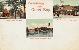 Greetings From Onset Bay Ma ~ Wigwam Casino Dummy Ponte ~1900 Portafoto - £9.32 GBP