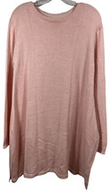 Handmade Knit Crew Neck Long Sleeve Baby Pink Side Cuts Mini Dress SIZE M - £15.48 GBP