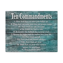  Ten Commandments Blue Wood Christian Wall Art Print Ready to Ha - £60.93 GBP+