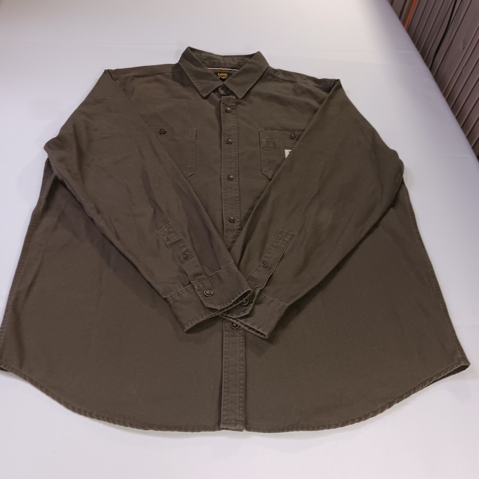 Lee Regular Fit RN#64866 Men's Green Cotton Long Sleeve Button Up Shirt Size 2XL Item image 13