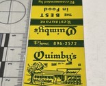 Front Strike Matchbook Cover Quimby’s Restaurant  ST Petersburg, FL gmg ... - £9.79 GBP