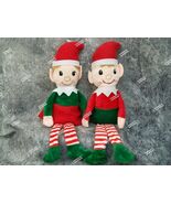 Set 2 Plush Christmas Elves Boy Girl Elf Shelf Sitting Decoration Costum... - $198.13 MXN