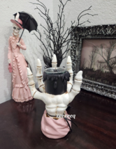 Halloween Pink Skeleton Hand Candle Holder Figurine Tabletop decor - £26.53 GBP