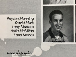 Peyton Manning Rare 11Th Grade 1993 High School Yearbook Broncos Colts Un Signed - £377.62 GBP