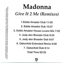 Madonna - Give It 2 Me (Remixes) Promo CD-R 2008 7 Tracks Rare Htf Collectible - £28.67 GBP