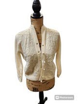 Vintage DALTON 1950s 100% Virgin Cashmere cream Cardigan Sweater With De... - £47.57 GBP
